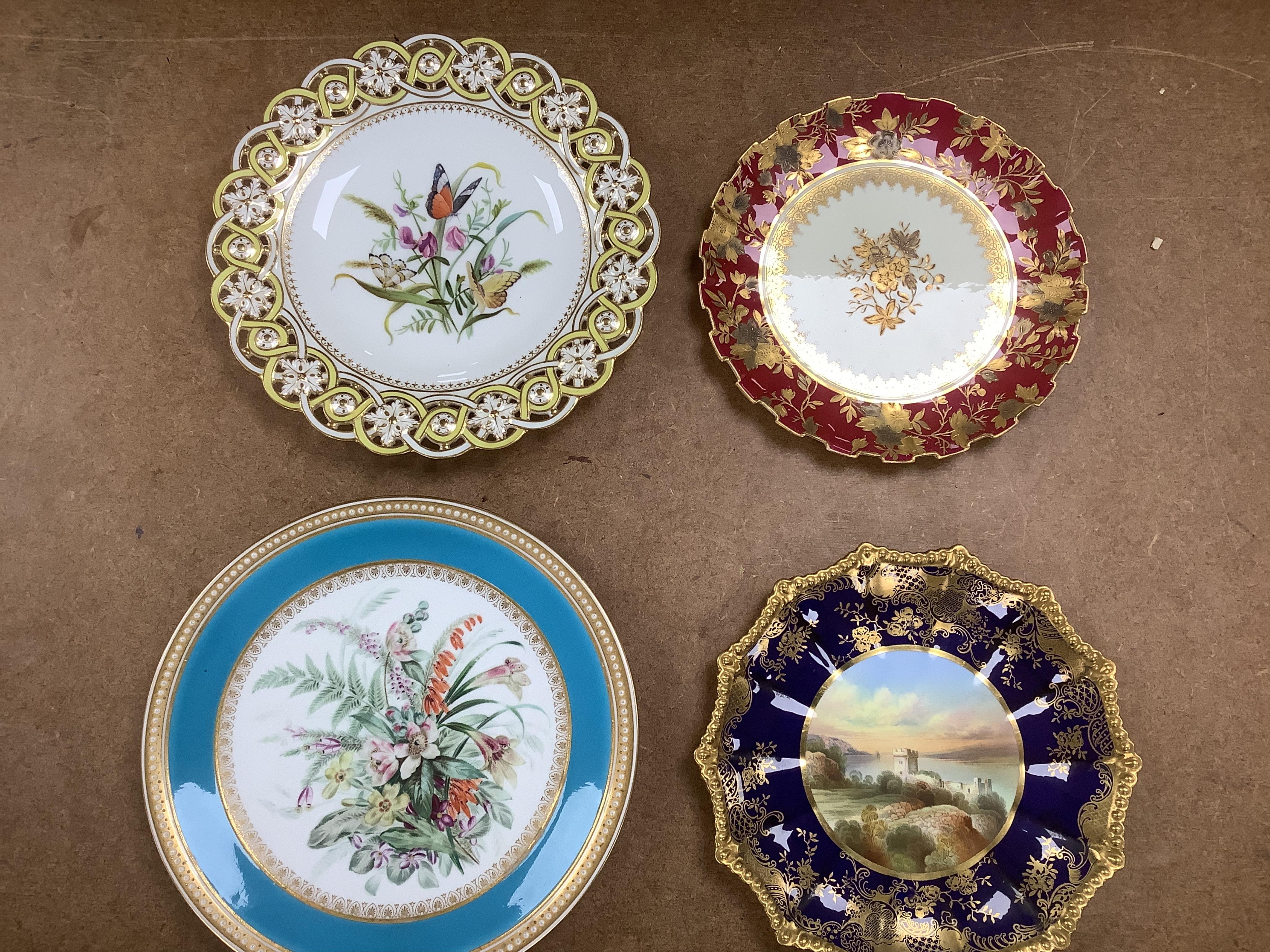 A collection of 19th century and later porcelain to include Aynsley, Davenport, Royal Crown Derby and Spode, some Imari pattern, largest 23cm in diameter. Condition - varies, mostly fair